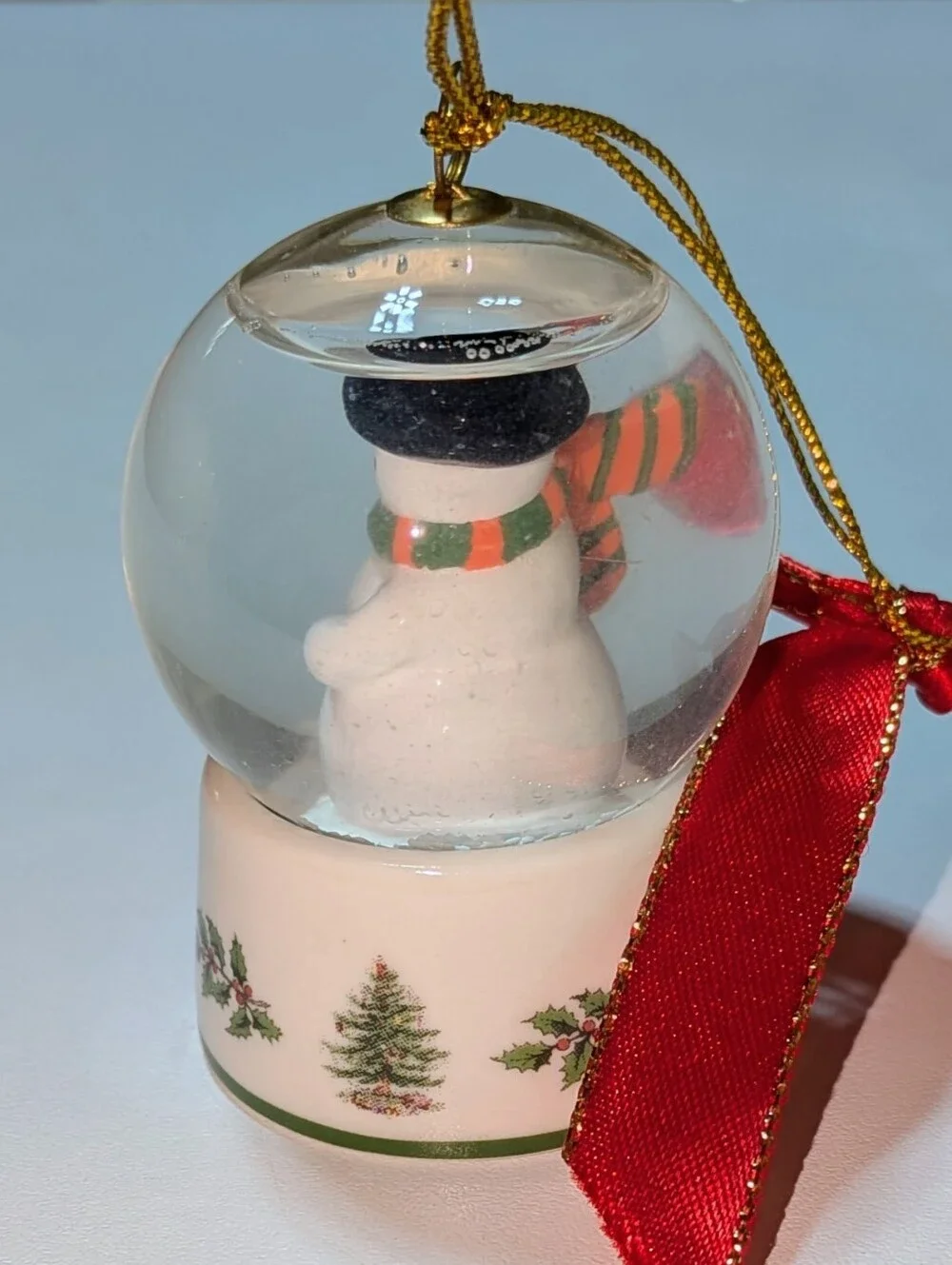 Vintage Spode Christmas Tree Snow Globe Ornament